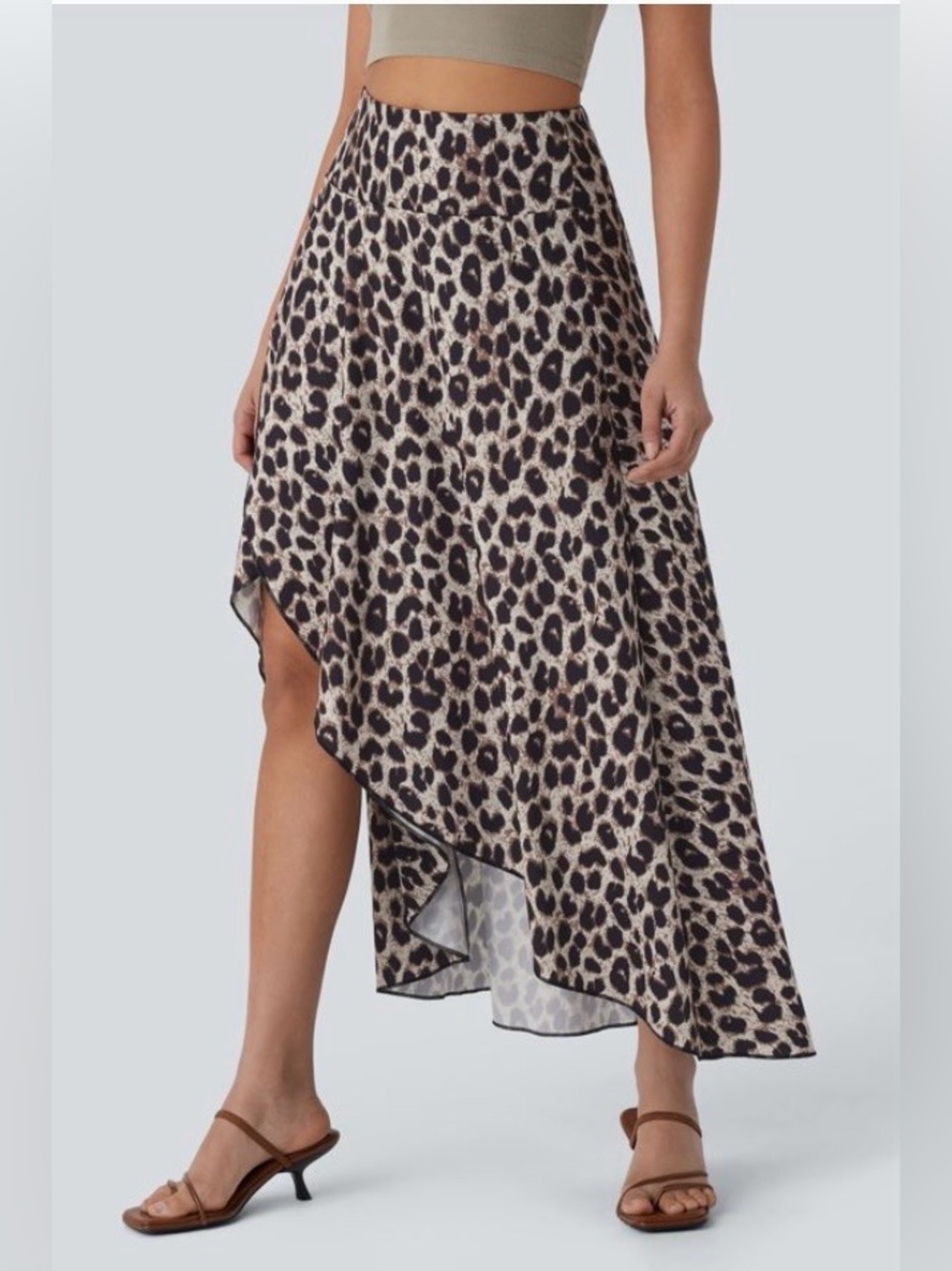 MEDIUM.  HALARA ANIMAL PRINT HIGH LOW FLOWY MAXI SKIRT